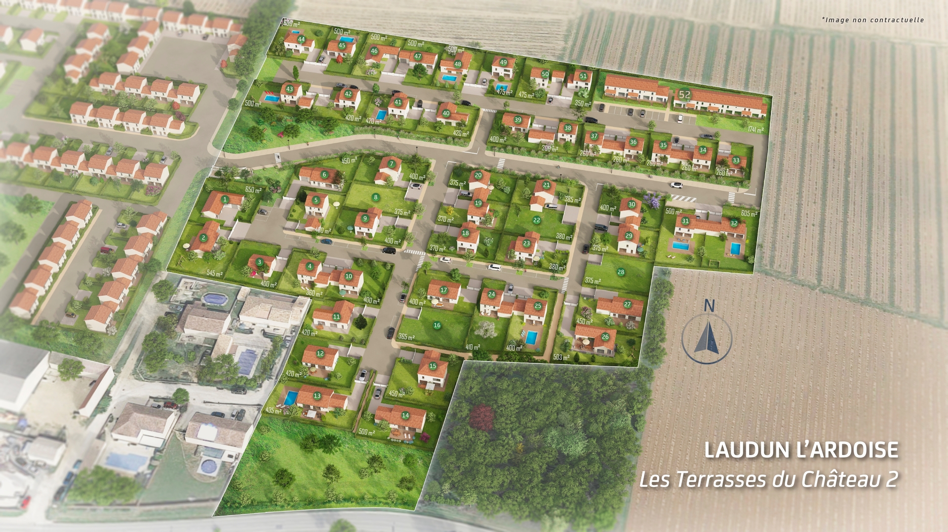 Les terrasses du chateau à Laudun-l'Ardoise